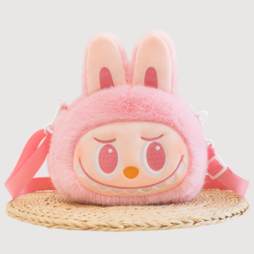 Labubu Plush Shoulder Bag Solid Pink – Big Into Energy Series Labubu Plush Shoulder Bag Solid Pink – Big Into Energy Series